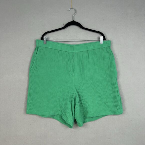J. Jill Pants - J Jill Shorts Womens XL Kelly Green Crinkle Gauze Coastal Casual Resort Vacation